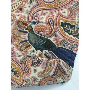Clarence House Vintage Bird Pheasant Peacock Fabric Pillow Covers Set of 2 Italy